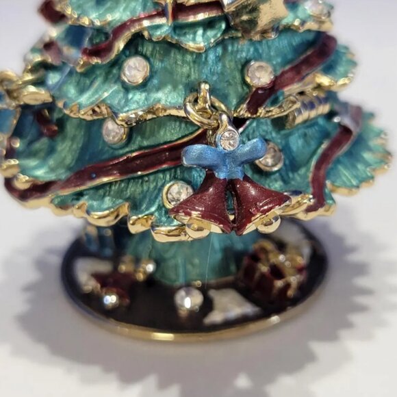 Vintage Enamel Christmas Tree Trinket Box - Picture 2 of 4
